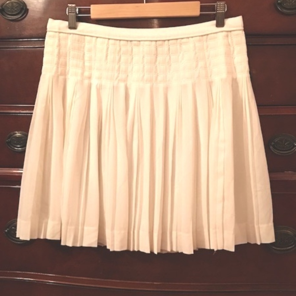 JCrew Ivory stitched-down pleated miniskirt 10, 12
